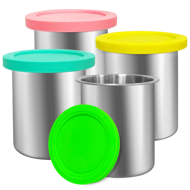 Stainless Steel Fit for ninja Creami Deluxe Containers (4 Count)