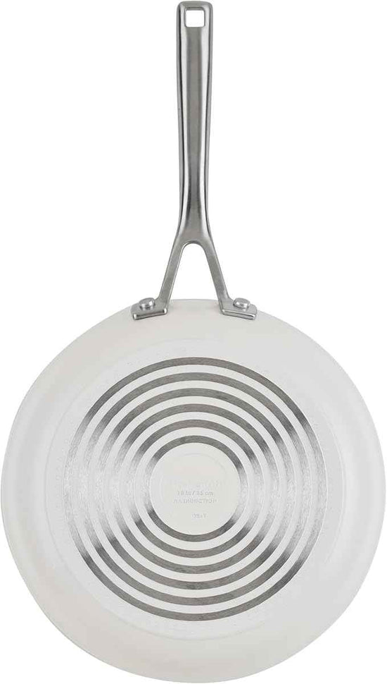 KitchenAid Hard Anodized Ceramic Induction Nonstick Pots and Pans with Saucepans, Frying Pans, Stockpot, and Lids, Dishwasher Safe, 9 Piece Cookware Set with Stainless Steel Handles - Porcelain White