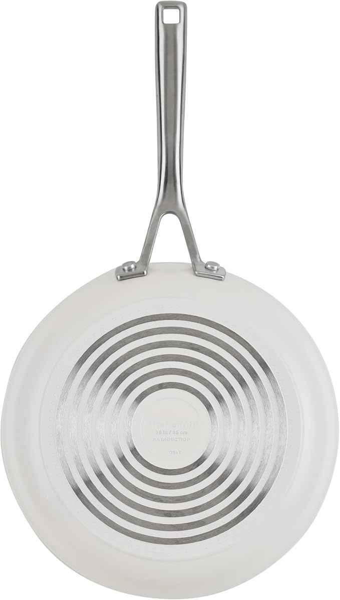 KitchenAid Hard Anodized Ceramic Induction Nonstick Pots and Pans with Saucepans, Frying Pans, Stockpot, and Lids, Dishwasher Safe, 9 Piece Cookware Set with Stainless Steel Handles - Porcelain White