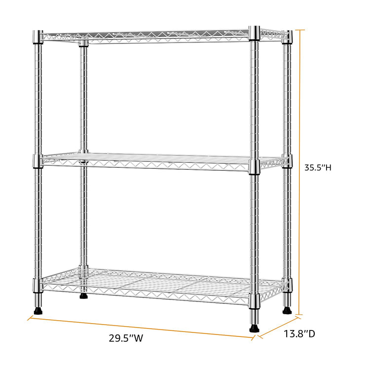 750 lbs 3 Tier Storage Rack Metal Wire Shelving Unit