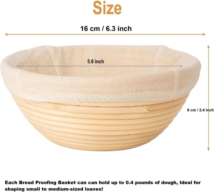 Banneton Bread Proofing Basket Set of 4PCS 6 Inch Mini Round Sourdough Dough Proofing Bowls for Sour Dough Bread Baking Supplies