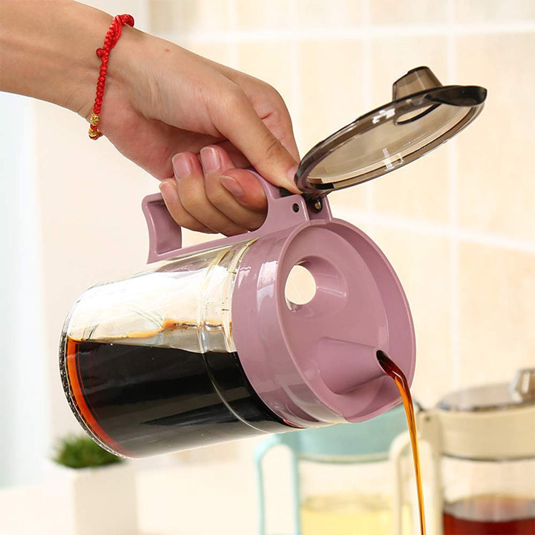 Oil Dispenser Vinegar Dispenser Maple Syrup Dispenser Glass Bottle Cruet No Drip Plastic Bottle Spout with Protective Cap drip Free Pour spout restarant 22Oz