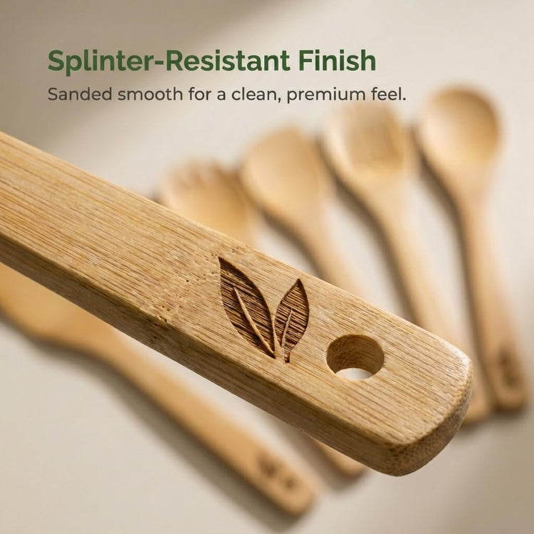 Dishwasher Safe Bamboo Wooden Spoons for Cooking 6 (6 Count)