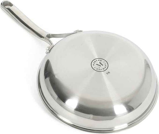 Martha Stewart Badgley Hybrid Nonstick 8 Inch TriPly Stainless Steel Fry Pan & Stay Cool Handle - Laser Etched Non-Toxic Perfect Sear Nonstick Skillet - Dishwasher and Induction Safe
