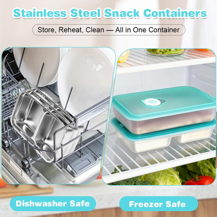 2 Pack Stainless Steel Food Containers with Lids (2 Count)
