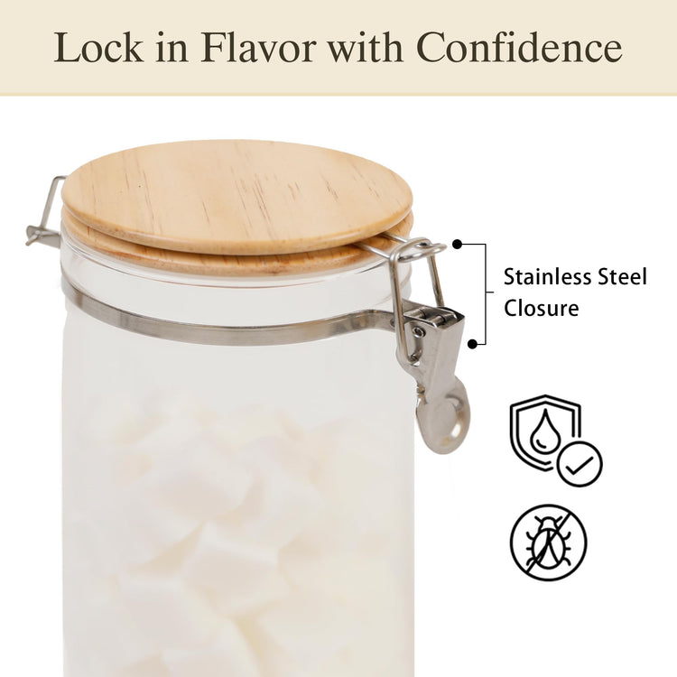 Glass Coffee Canister Set with Shelf & Spoon 2 Piece Coffee Containers for Coffee Bean Storage Airtight Seal