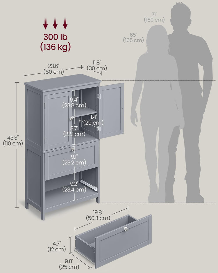 Bathroom Storage Cabinet with 2 Doors