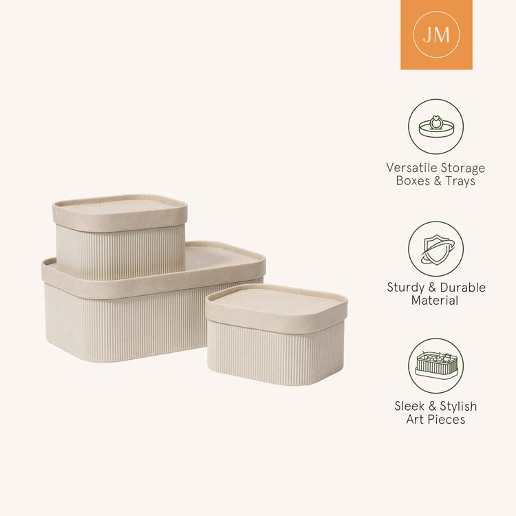 Decorative Storage Boxes with Lids Faux Leather (3 Count)