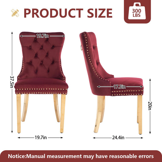 Wine Red Velvet Dining Chairs Set of 4 (4 Count)