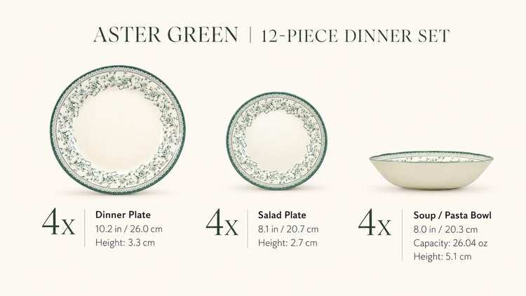 Royal 12 Piece Porcelain Dinnerware Set for 4