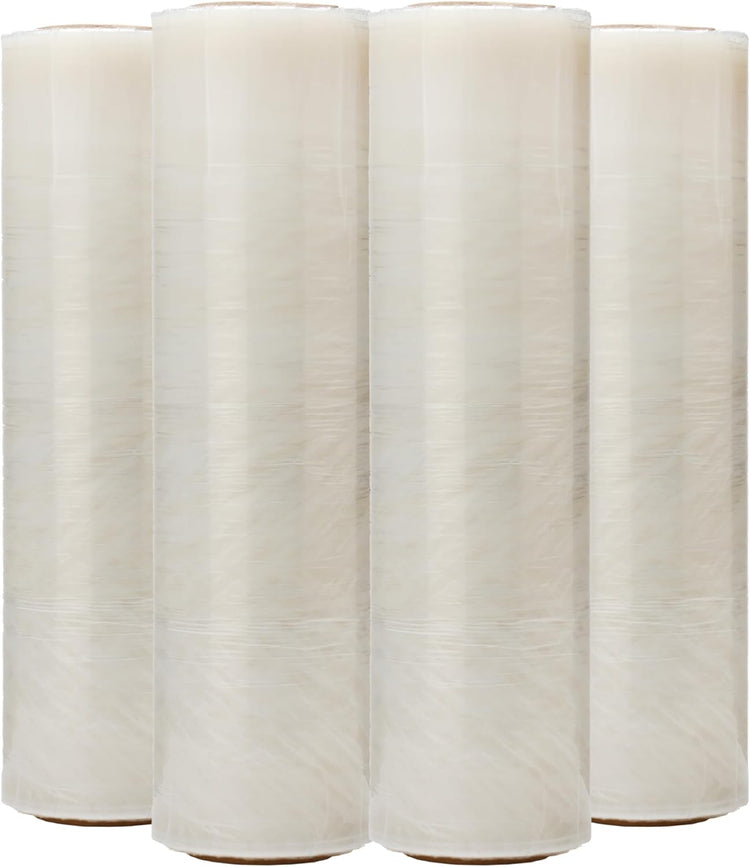 The Boxery- 18''X1500' Per Roll Stretch Wrap-4 Rolls-6000 Feet Total (30 Gauge)-Lightweight, Prestretched Stretch Wrap Film Clear Cling Plastic for Shipping, Moving and Packaging