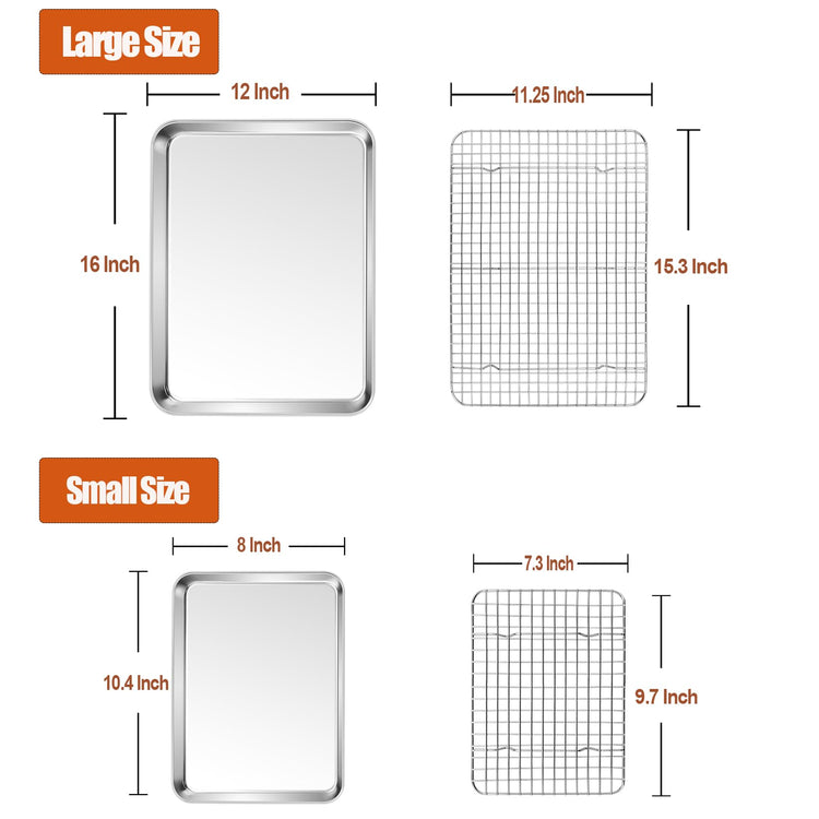 16 + 10.4 Inch Baking Sheet Pan and Cooking Rack