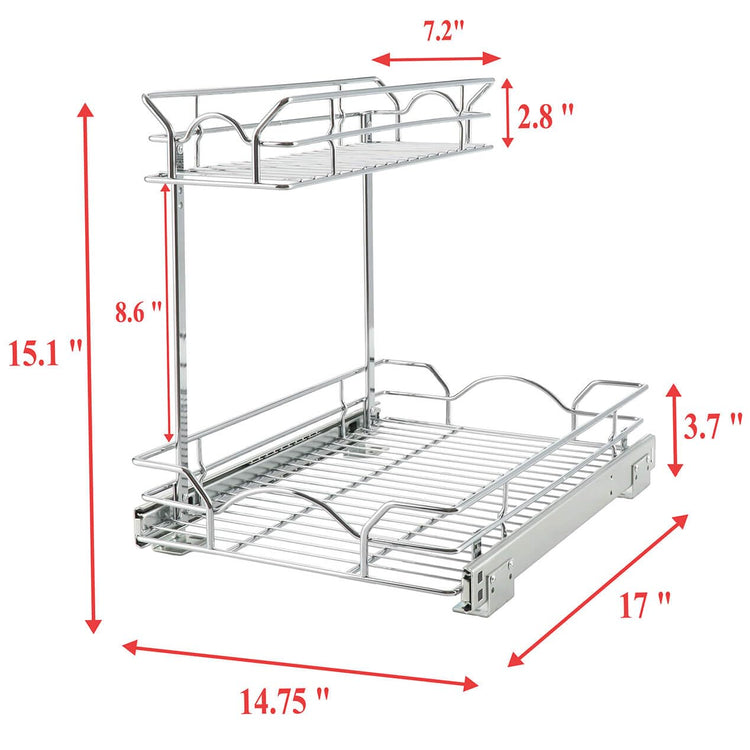 Under Sink Cabinet Organizer Two Tier Pull Out Shelf