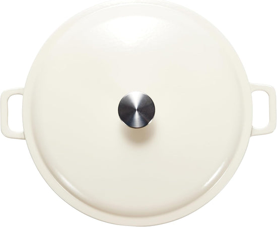 Amazon Basics Enameled Cast Iron Covered Round Casserole Skillet with Lid for Oven, 3.3-Quart, White - Nestoria