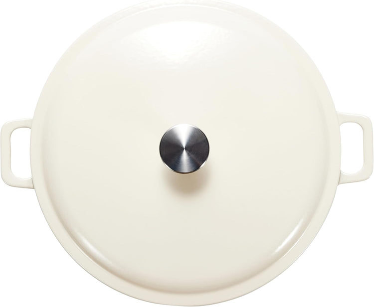 Amazon Basics Enameled Cast Iron Covered Round Casserole Skillet with Lid for Oven, 3.3-Quart, White - Nestoria