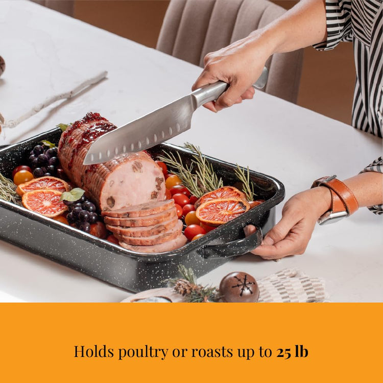 Open Roasting Pan with Flat Rack