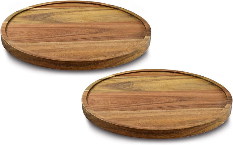 12" Acacia Wood Lazy Susan Organizer Kitchen Turntable for Cabinet Pantry Table Organization
