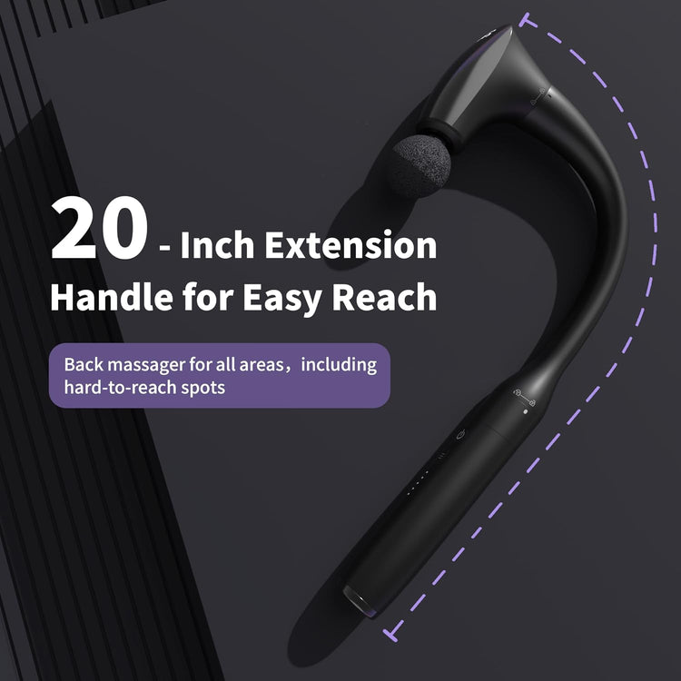 2-in-1 Detachable Muscle Massage Gun Deep Tissue with 20'' Extension Handle, Back and Neck Massager for Pain Relief, Handheld Massager for Shoulder Lower Back Leg Waist, FSA-HSA Eligible