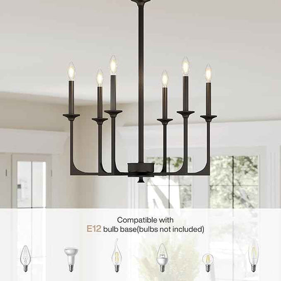 Tribesigns 27" Black Chandelier, 6-Light Chandeliers for Dining Room Lighting Fixtures Hanging, Pendant Light Fixtures Farmhouse Industrial Lighting for Kitchen, Living Room, Bedroom and Entryway