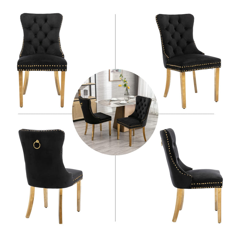 Black and Gold Velvet Dining Chairs Set of 6 (6 Count)