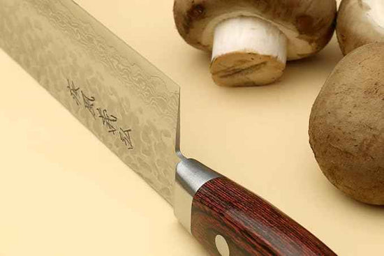 Yoshihiro VG10 16 Layer Hammered Damascus Stainless Steel Nakiri Vegetable Knife 6.5'' (165mm)