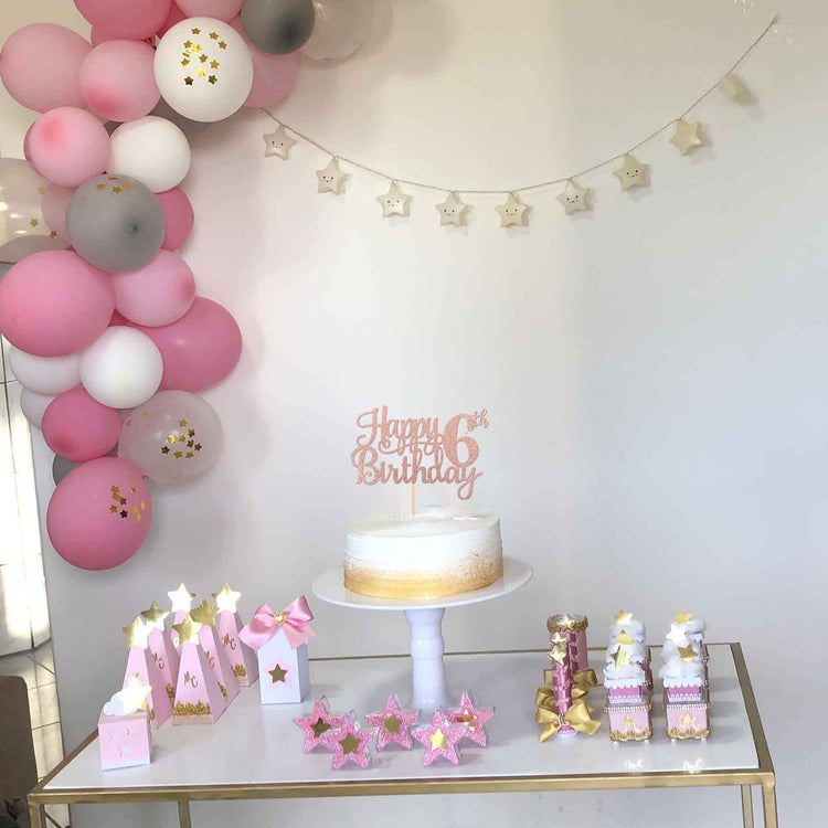 1 PCS Happy 6th Birthday Cake Topper Glitter Cheers to 6 Years Cake Pick Number 6 Fabulous Cake Decoration for 6th Birthday Party Decorations Supplies Rose Gold