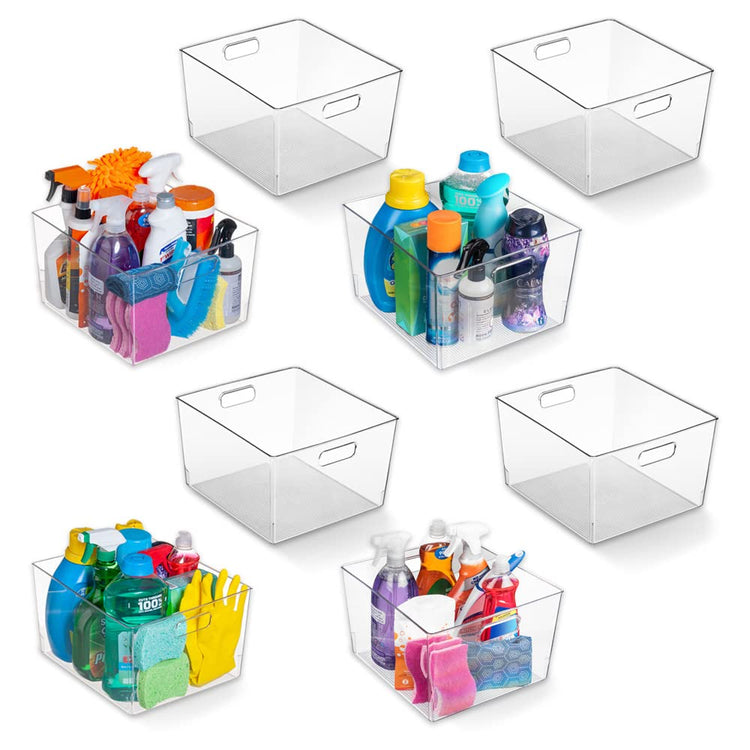 Clear Plastic Storage Bins for Kitchen (8 Count)