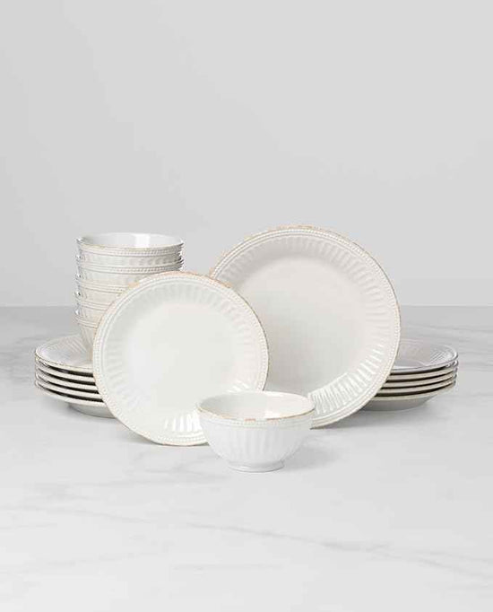 Lenox 899195 French Perle Groove 18-Piece Dinnerware Set, Service For 6
