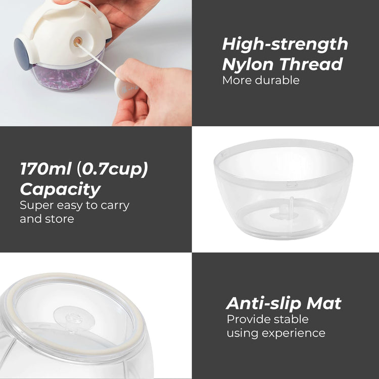 Mini Manual Vegetable Chopper Portable Pull String Food Chopper 170ml