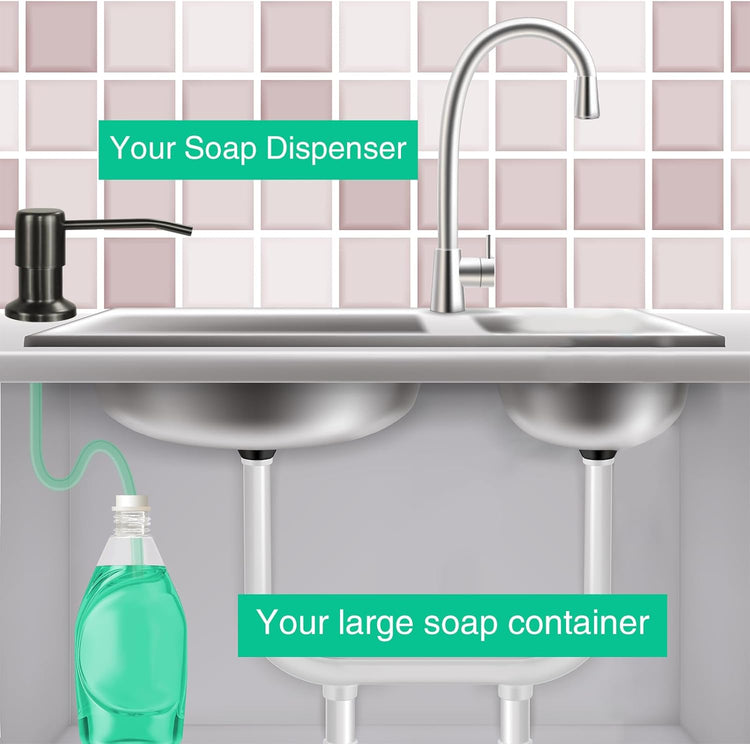 Soap Dispenser for Kitchen Sink, Built in Sink Soap Dispenser, Countertop Soap Dispenser Pump with 47" Extension Tube kit, No Need to Fill Little Bottle Again, Gray
