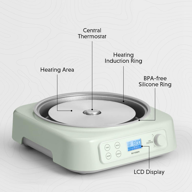 LP55 5-in-1 Slow Cooker, Compatible with Various Cookwares, Multi-Cooker with Two Temperature Settings, Auto Keep Warm for 2H, Cozy Greenish, Pot Not Included