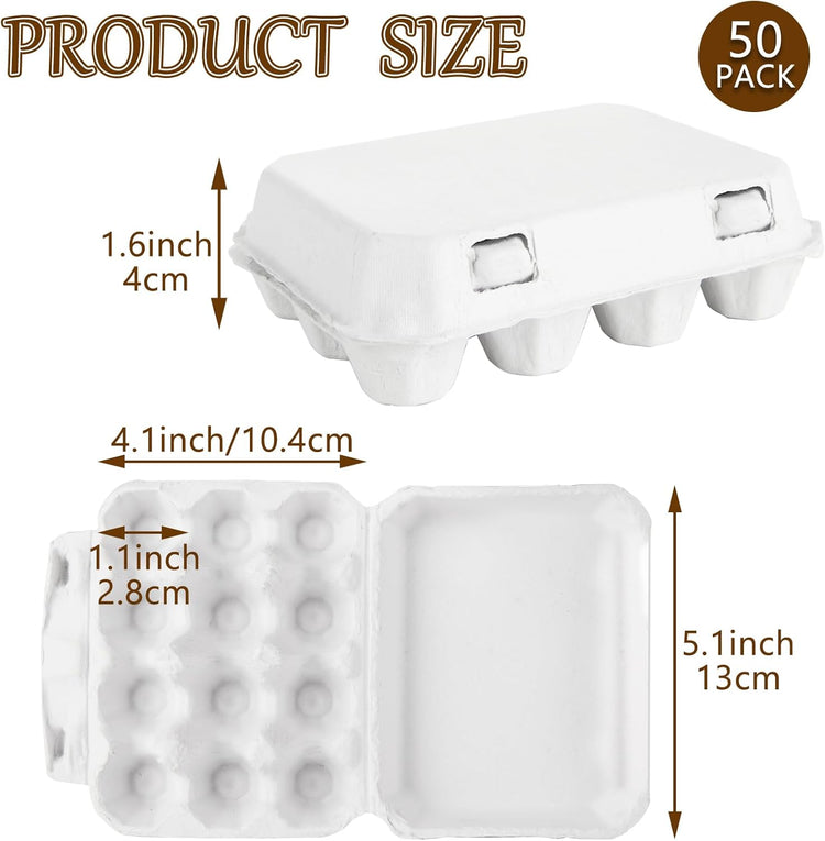 SENENQU 50 Pack Quail Egg Cartons, 3x4 Dozen Quail Egg Carton, Blank Natural Pulp Quail Eggs Container Holder Reusable for 12 Count Quail Egg Carton Storage Tray for Refrigerator