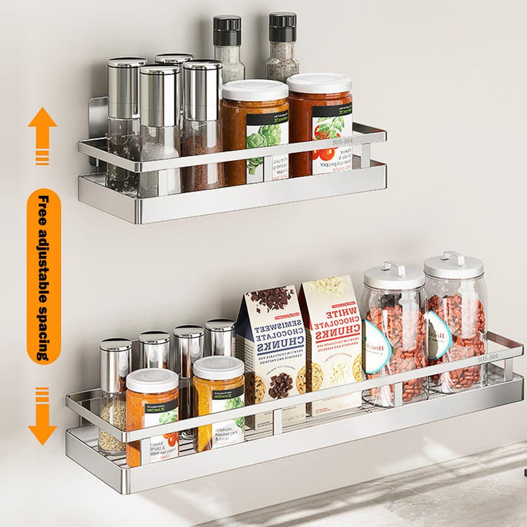 SUS304 Stainless steel Wall Mount Spice Rack Storage Basket