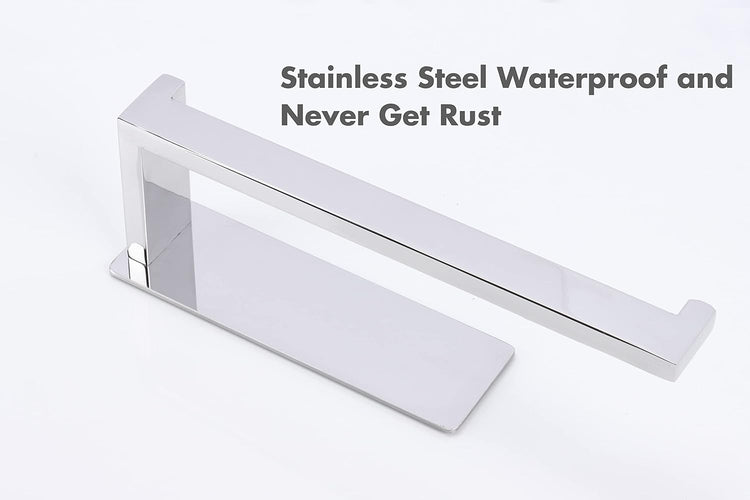 Hand Towel Holder, Strong Self Adhesive Hand Towel Ring, Thicken SUS304 Stainless Steel Hand Towel Bar/Rack, No Drilling Modern Hand Towel Hanger (Polish Chrome, 9 in)