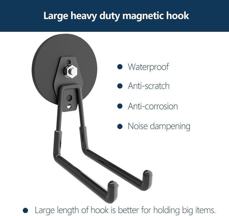 Large Magnetic Hooks Heavy Duty,Magnetic Utility Hooks for Garden Tools,Horse trailor,Straps,Steel Pegboard,Workshop,Anti-Scratch EV Charger Holder,Magnetic Cable and Tool Holder(2pack)