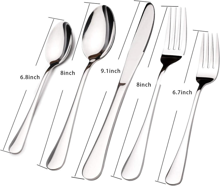 Silverware Set for 8, 45 Piece Stainless Steel Flatware Cutlery Fork and Spoon Set with Serving Utensils Set, Dishwasher Safe, Gift Package for Wedding Housewarming