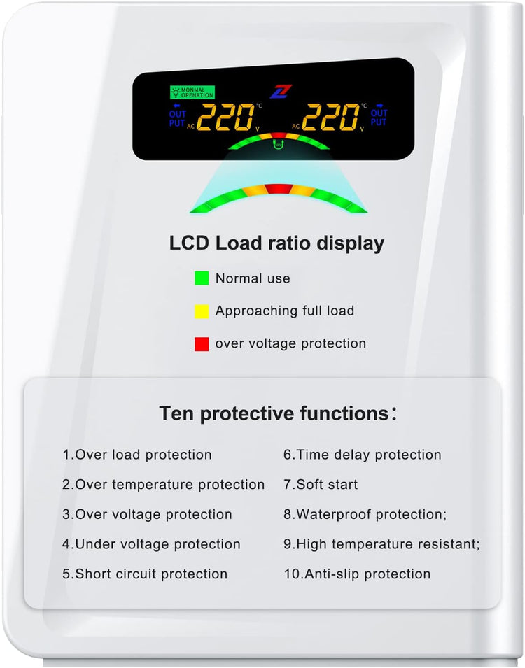 Voltage Converter 110 to 220 Step Up Transformer 500W, No Noise, Ten Protection Functions, CE & CQC Certified ，Using 220V Asia Euro Appliance in US