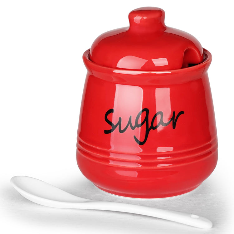 12oz Ceramic Sugar Bowl with Lid and Spoon