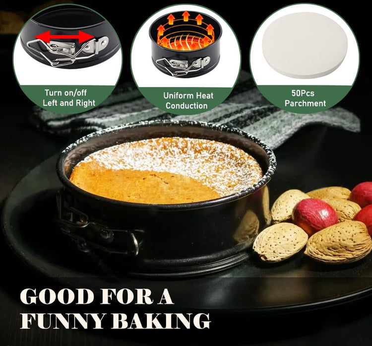 4 Pack Small Springform Cheesecakes Pan 4 Inch Mini 50Pcs Parchment Paper (4 Count)