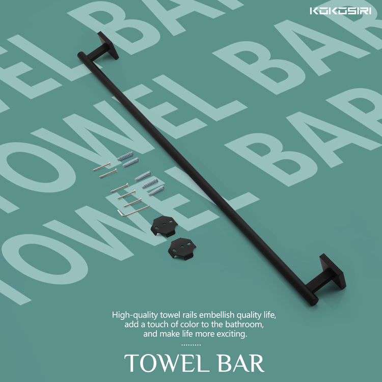 36'' Towel Rails Bathroom Towel Bars Matte Black 36 Inch Bath Towel Holder for Washroom Kitchen Wall Stainless Steel B4005BK