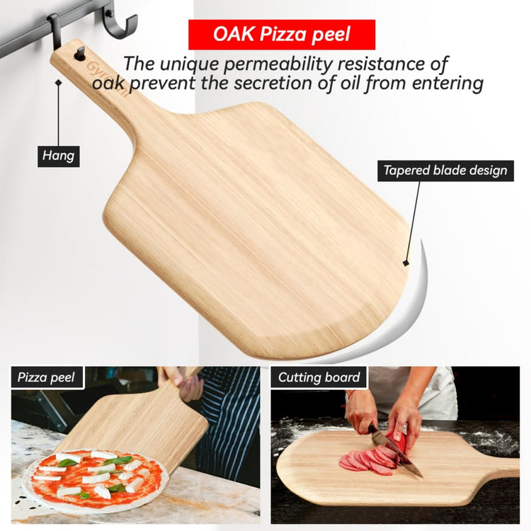 16'' Cordierite Pizza Stone for Oven and Grill with Pizza Peel Set (5 Count)