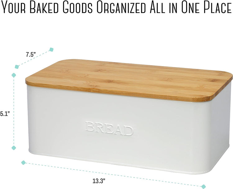 White Bread Box for Kitchen Countertop