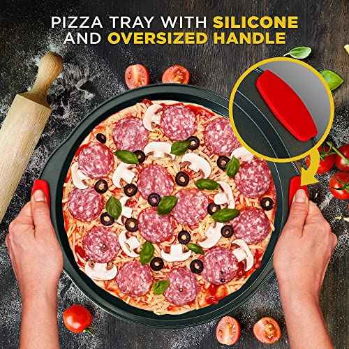 Non Stick Pizza Tray with Silicone Handles
