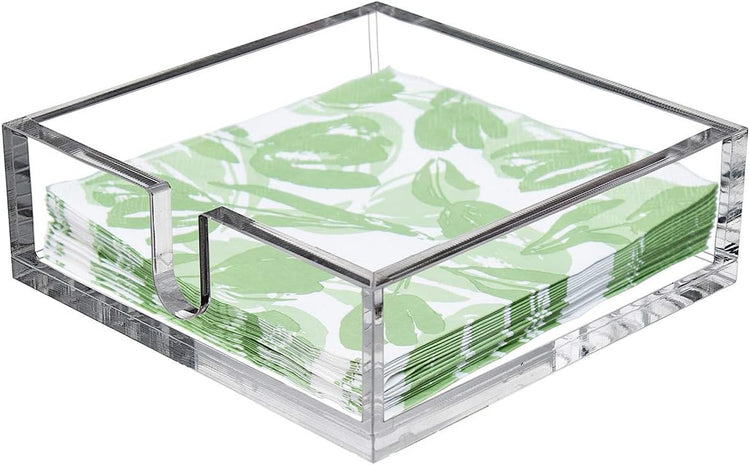 IEEK Acrylic Cocktail Paper Napkin Holder,Decorative Clear Cocktail Napkin Caddy Beverage Napkin holder,Pack of 1