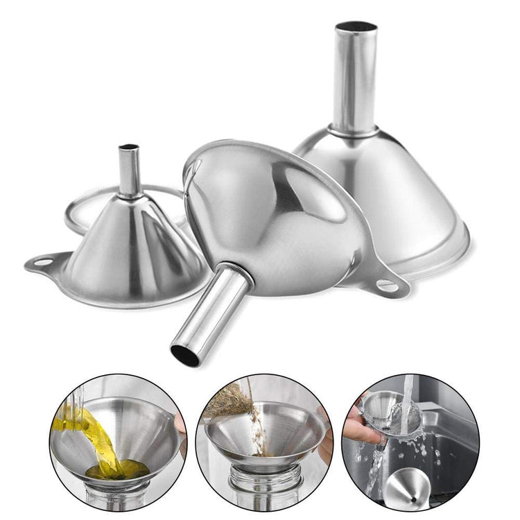 Small Funnels for Filling Bottles Stainless Steel Kitchen Funnels (3 Count)