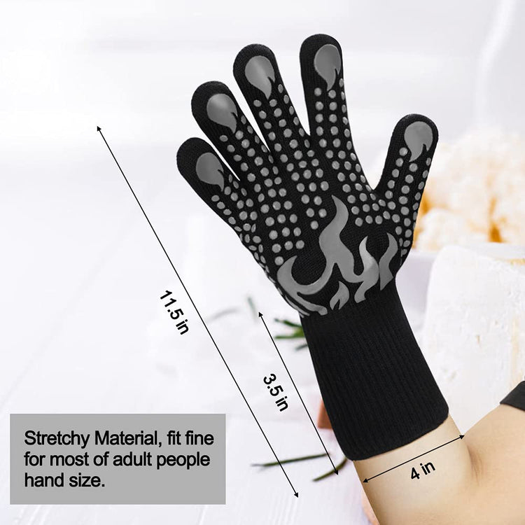 BBQ Gloves 1472 Degree F Heat Resistant Grilling Gloves Silicone Non (2 Count)