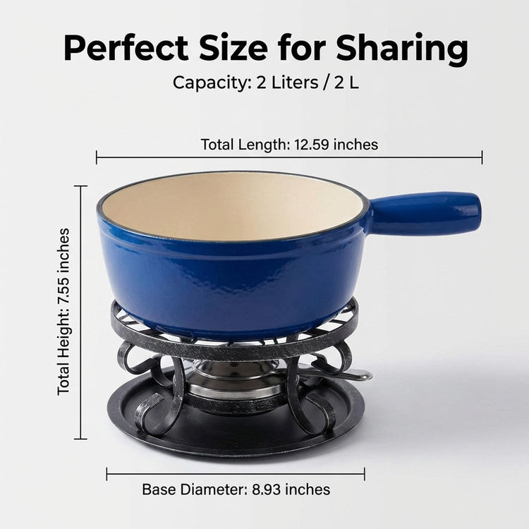10 Piece Cast Iron Cheese Fondue Pot Set