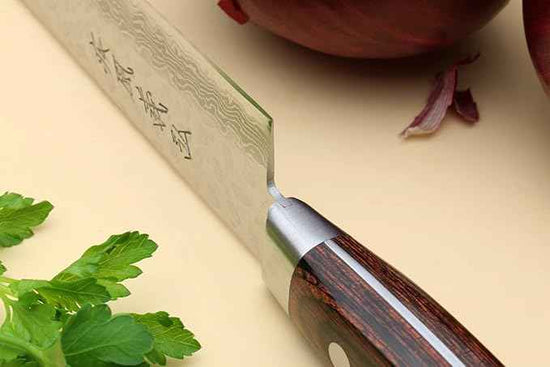 Yoshihiro VG10 16 Layer Hammered Damascus Stainless Steel Sujihiki Slicer Chefs Knife (9.5'' (240mm))