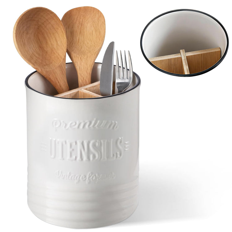 7.2" Large Ceramic Utensil Holder for Kitchen Counter