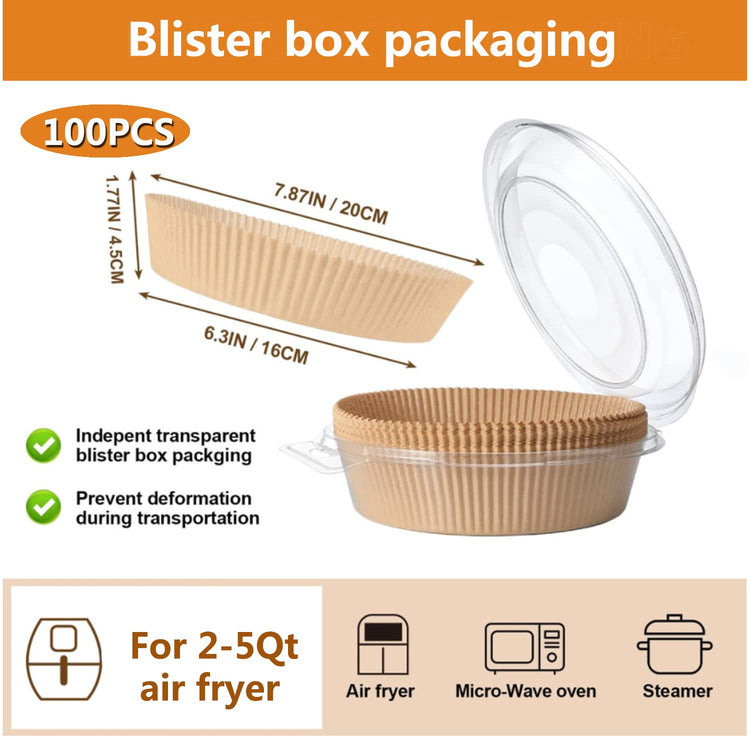 Air Fryer Liners Disposable 6.3 inch Round (100 Count)